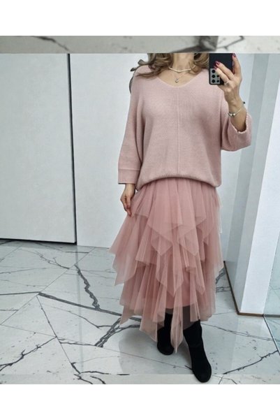 MAXORA SHOP Rochie Anastasia cu top tricotat și fustă din tul, midi
