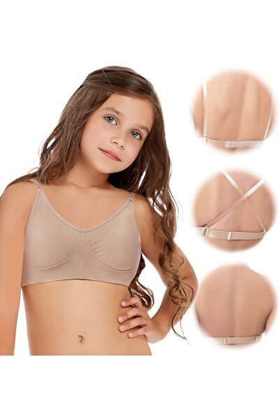 GENERAL iMuchic Girls Dance Bra With Clear Back, Seamless Invisible Ballet Br...