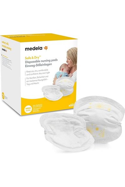 Medela وسادات رضاعة آمنة وجافة للاستخدام مرة واحدة - وسادات رضاعة فائقة الامت...