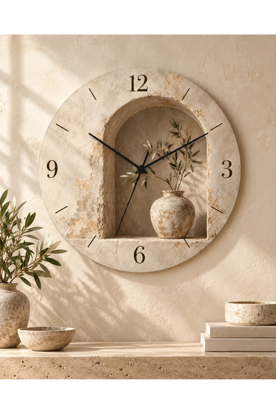 AA Shop Ceas de perete decorativ imprimat UV, tematică boemă, 45 cm, din lemn...