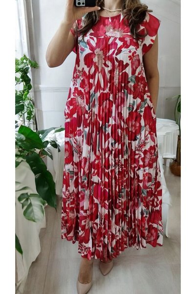 MAXORA SHOP Rochie lungă plisată Genesis, cu imprimeu floral