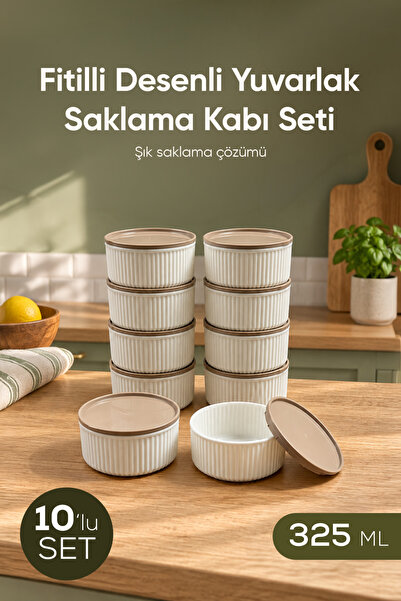 Vienev 10'lu 325 ml Yuvarlak Saklama Kabı Seti Mutfak ve Buzdolabı Düzenleyici
