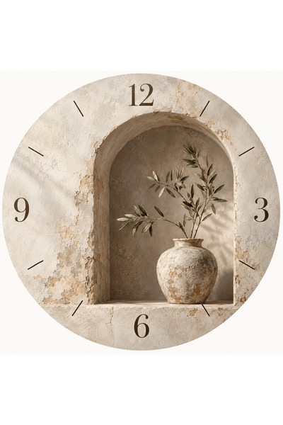 AA Shop Bohem Temalı 45 Cm Ahşap Sessiz Akar Mekanizmalı UV Baskılı Dekoratif Duvar Saati Hediyelik 1108