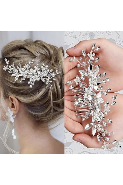 Oneroomone Silver Pearl Hair Comb Bridal Hair Accessories Silver Pearl Hair D...