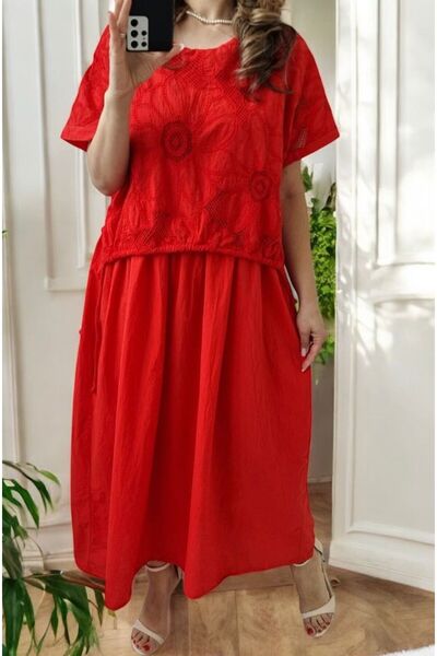 MAXORA SHOP Rochie lejeră din bumbac Wendy, midi, cu mâneci scurte