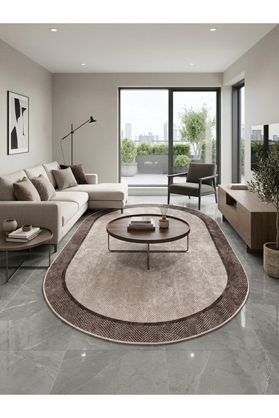 Brillant Modern Lateks Taban Oval Salon Antre Halı
