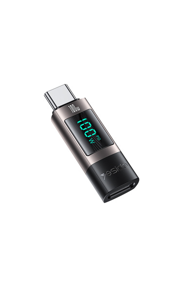 Yesido Αντάπτορας GS24 Type-C σε Type-C 100W με Ψηφιακή Ένδειξη Μαύρο