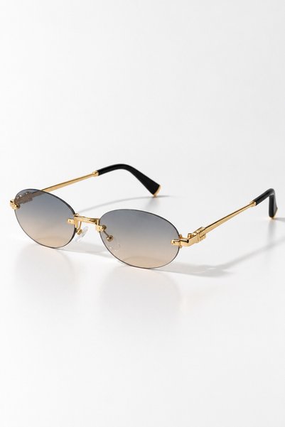 REN EYEWEAR نظارات شمسية نسائية بيضاوية الشكل بدون إطار من مونرو ذهبية اللون،...