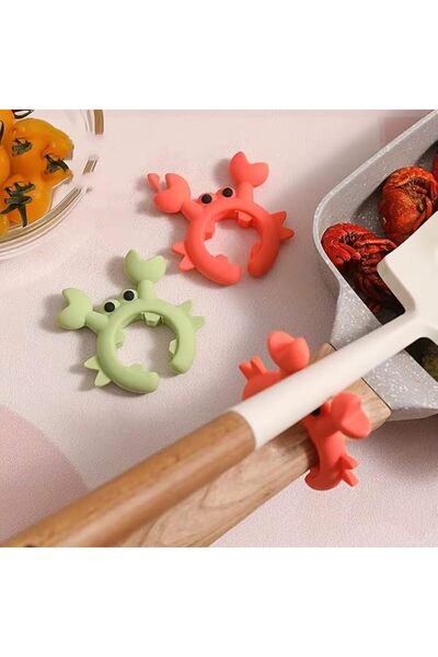 GENERAL 2Pcs Silicone Spoon Rest Set, Cute Crab and Octopus Design, Heat-Resistant Spoon Holder for Kitchen