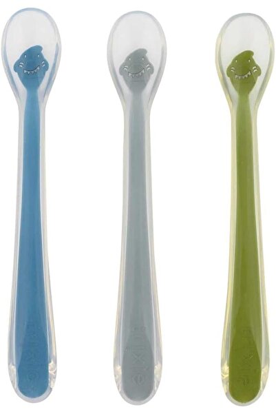 Trixie Baby Spoons Set of 3 Silicone Soft Tip Long Handle Animal Design Dishw...