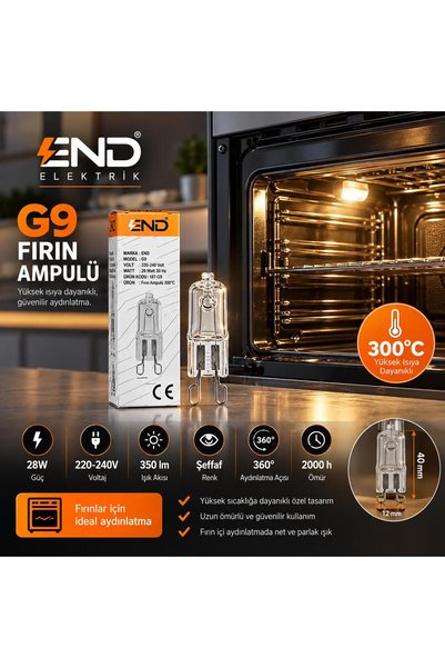 End Halojen Ampül G9 220V Fırın Ampülü