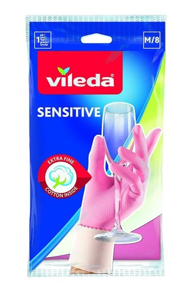 Vileda Silimo قفازات فيليدا الرقيقة من المطاط للبشرة الحساسة، مقاس متوسط ​​- ...