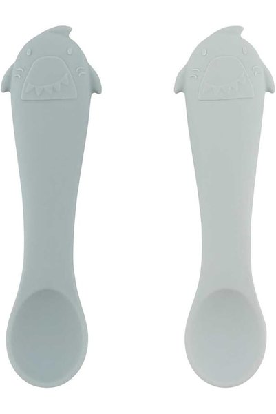 Trixie Colourful Silicone Spoons with Faces for Children, Set of 2, Stainless...