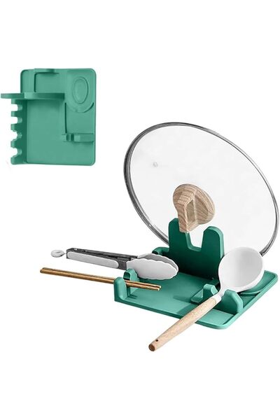 KASTWAVE حامل ملعقة من السيليكون مع غطاء للاستخدام على سطح الموقد، خالٍ من ما...