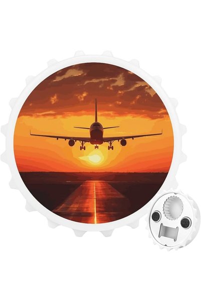 GENERAL فتاحة زجاجات مغناطيسية بتصميم طائرة وغروب الشمس، فتاحة زجاجات بيرة، ف...