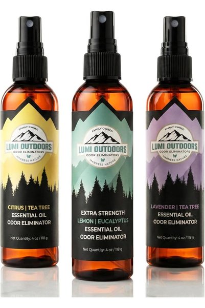 LUMI Outdoors Natural Shoe Deodorizer Spray 3 Pack Bundle - Lemon Eucalpyuts,...