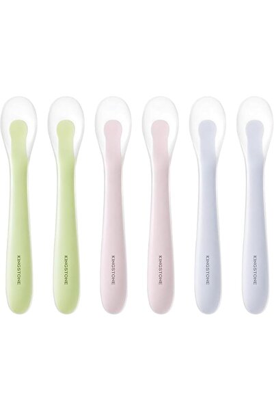 Kingstone Baby Silicone Spoons, 6-Pack Training Feeding Spoons for Toddlers