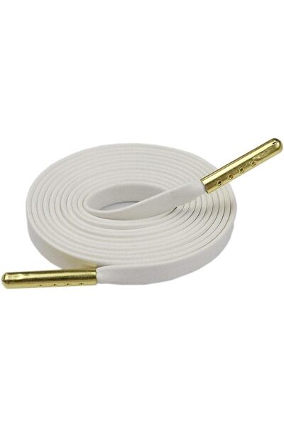 GENERAL 7mm Width Pu Solid Color Shoelaces with Metal Gold Shoelace Tip Flat ...