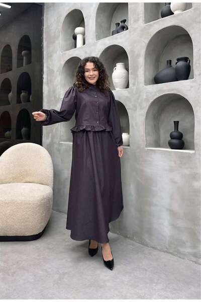 Cardella Mira Denim Jacket Skirt Set – Elegant Women's Two-Piece Set Compatible with Hijab