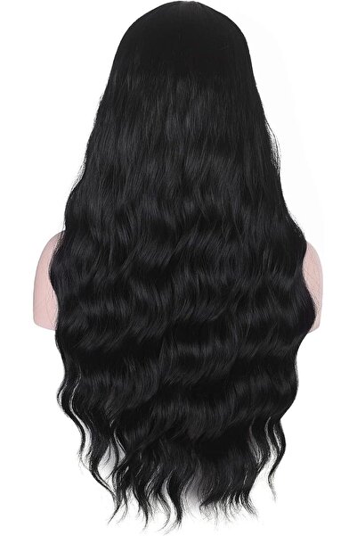 Yelajoy Long Wavy Black Wig with Bangs for Women Heat Resistant Synthetic Hai...