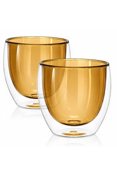 Blackstone Double Wall Glass Coffee Mugs 250ML Hot & Cold Borosilicate Insula...