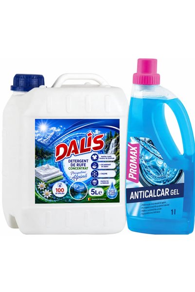 Promax 5L Detergent lichid de rufe Dalis Alpine Freshness + 1L Gel anti-calcar