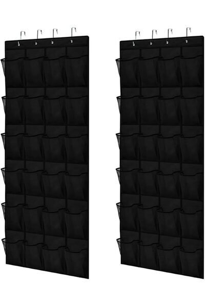 Gorilla Grip Over the Door Shoe Organizer, 24 Large Pockets, Black 2 Pack