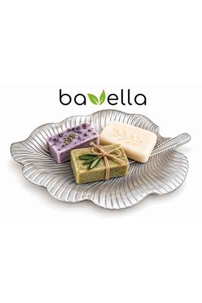 bavella طبق تقديم فضي اللون بنمط أوراق الشجر الزخرفية 36x30