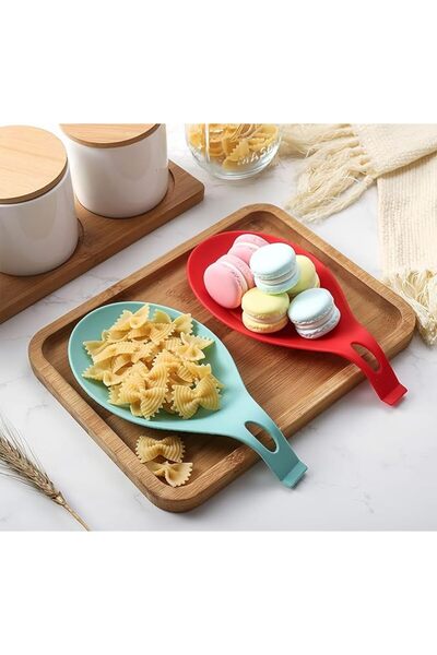 16 Spoon Spoon Rest, Large Silicone Spoon Holder, Cooking Spoon Rest for Kitchen Counter Décor, Red