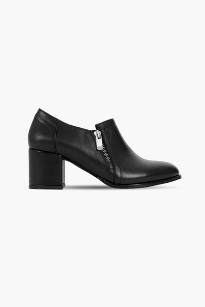 MY DERİ Baobab Women's Genuine Leather Elastic Zipper Detailed Heeled Shoes B4768