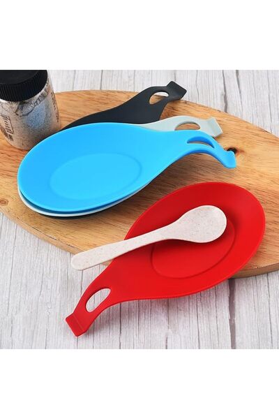 16 Spoon Spoon Rest, Large Silicone Spoon Holder, Cooking Spoon Rest for Kitchen Counter Décor, Red