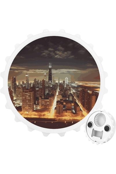 GENERAL فتاحة زجاجات مغناطيسية بتصميم مدينة شيكاغو، فتاحة زجاجات البيرة، فتاح...