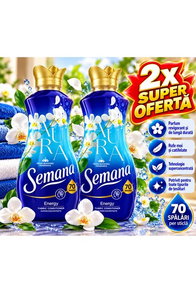 Semana Pack of 2 x Aura Energy Fabric Softener, super concentrated, refreshin...