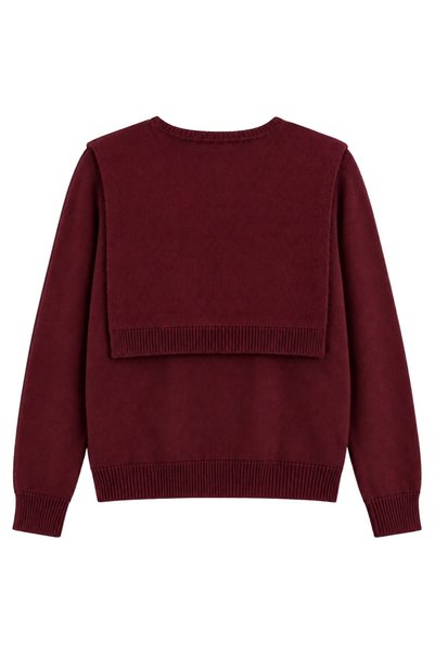 Yefrastore Kadın Bordo Şal Yaka Triko Kazak