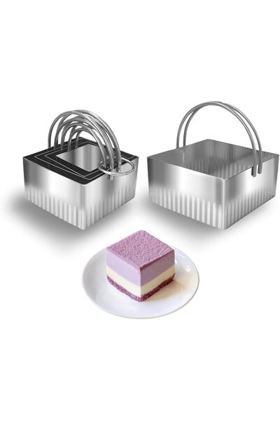 TERRIFI Square Cookie Cutters Set with Handle for Baking, 5 Pieces Fluted Sta...