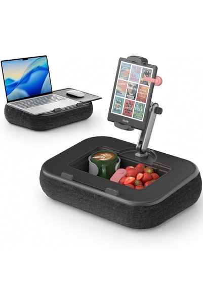 SUPEDESK حامل كيندل على شكل وسادة مع طاولة للسرير، حامل آيباد قابل للتعديل لل...