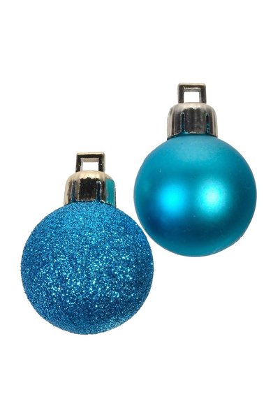 OEM Set de 20 Globuri pentru Brad de Crăciun Turcoaz Mate cu Glitter Ø3 cm