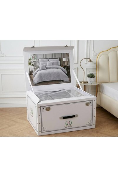 M.A.A Cozyhome Luxury Jacquard Bridal Bedspread 10 Pieces Nefren with Lace and Pillowcases _ Fixed Filling _ Suitable for Gift Giving