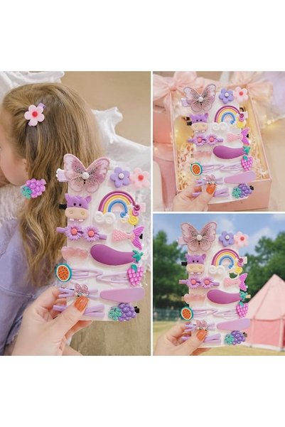 GENERAL 14Pcs Cute Hair Clips Fashion Girls Hair Accessories Flower Fruit Colorful Rainbow Candy Dessert Lov