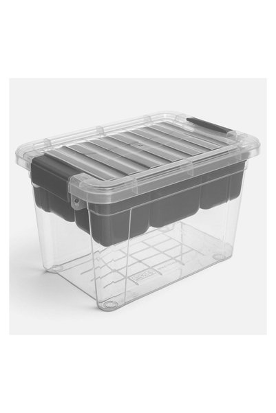 OEM Cutie Organizator Transparentă cu Raft Gri și Compartimente 20,3×14,1×12,...