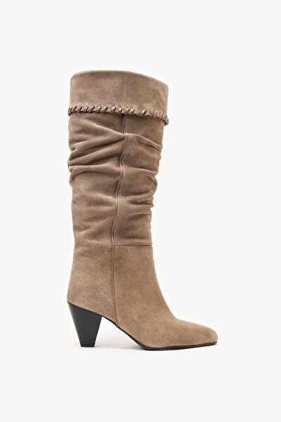 Louis Cardy Cannes Mink Suede Leather Heeled Boots