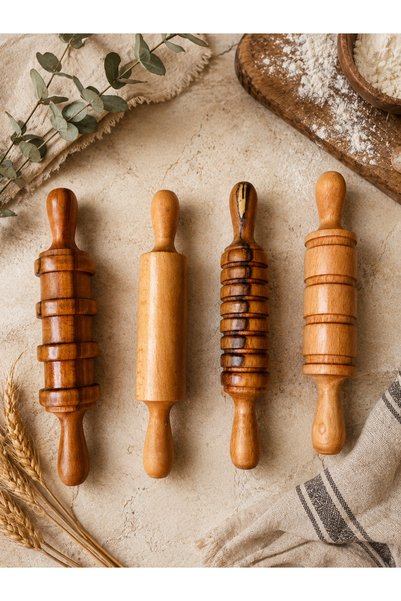 dnz DENİZ AHŞAP Play Dough Rolling Pin, Wooden Toy Rolling Pin