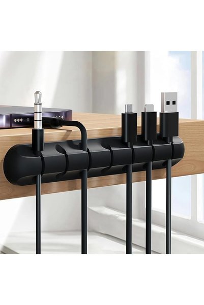 GENERAL 7-Slot Cable Management Clip (1 Pack, Black) - Adhesive Cord Organize...