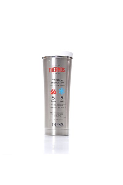 Thermos كوب حافظ فضي غطاء ابيض