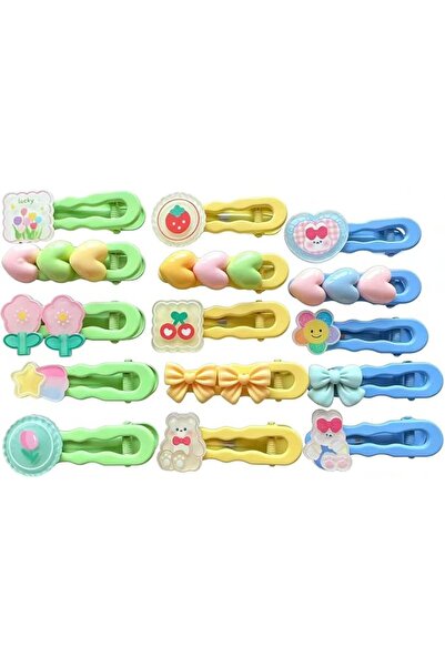 GENERAL Cute Cartoon Toddler Hair Clips 15 Pcs, Colorful Macaron Plastic Hair...