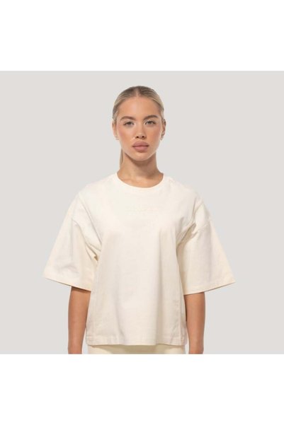 GymBeam Tricou supradimensionat Mochi de damă, crem, S
