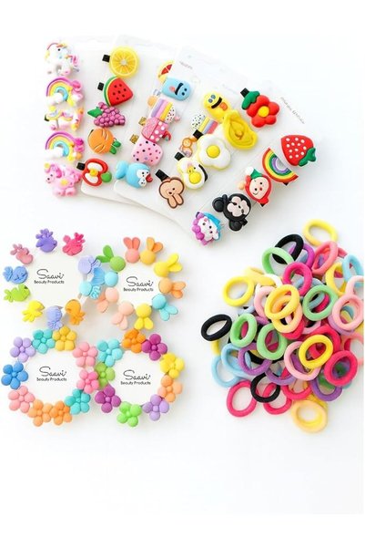 GENERAL Saavi 130 Pcs combo Baby Hair Accessories 10 pcs Cute Fruit Cartoon H...
