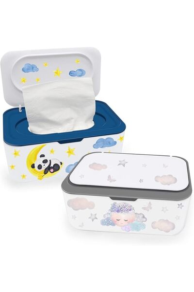 Lovppy 2Pcs Baby Wipes Dispenser, Diaper Wipe Holder with Lid, Refillable Wip...