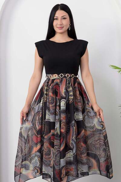 PULLIMM Rochie din șifon cu decolteu tip fustă și curea GRS3867