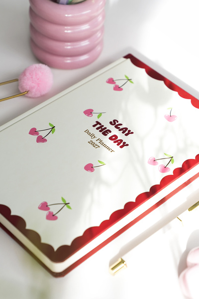 Matt Notebook 2027 Year Daily Agenda 16X24 cm - 12 Months Cherry